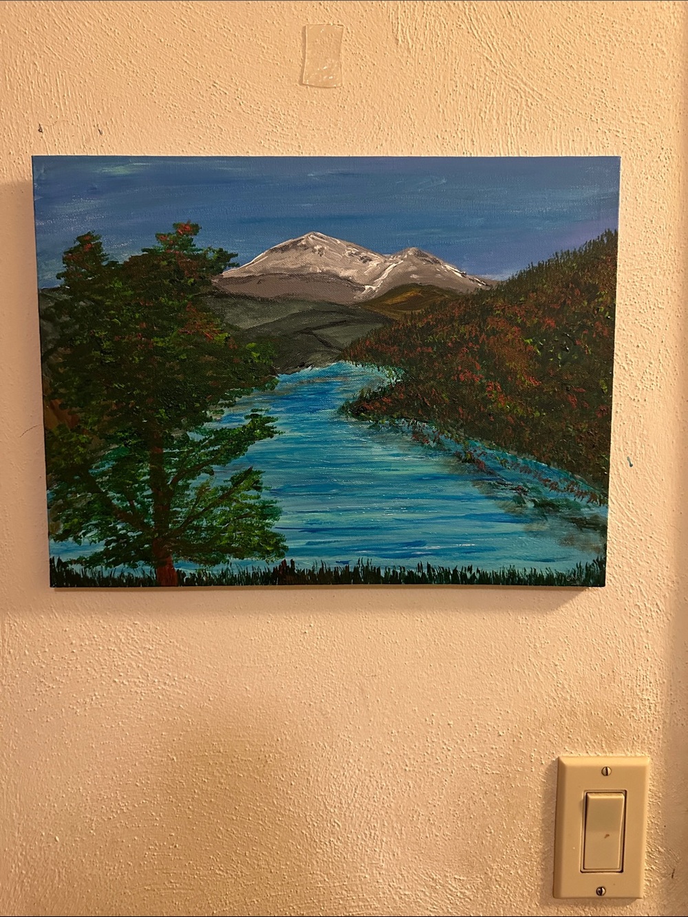 Hand-Painted Blue Landscape Canvas Wall Art